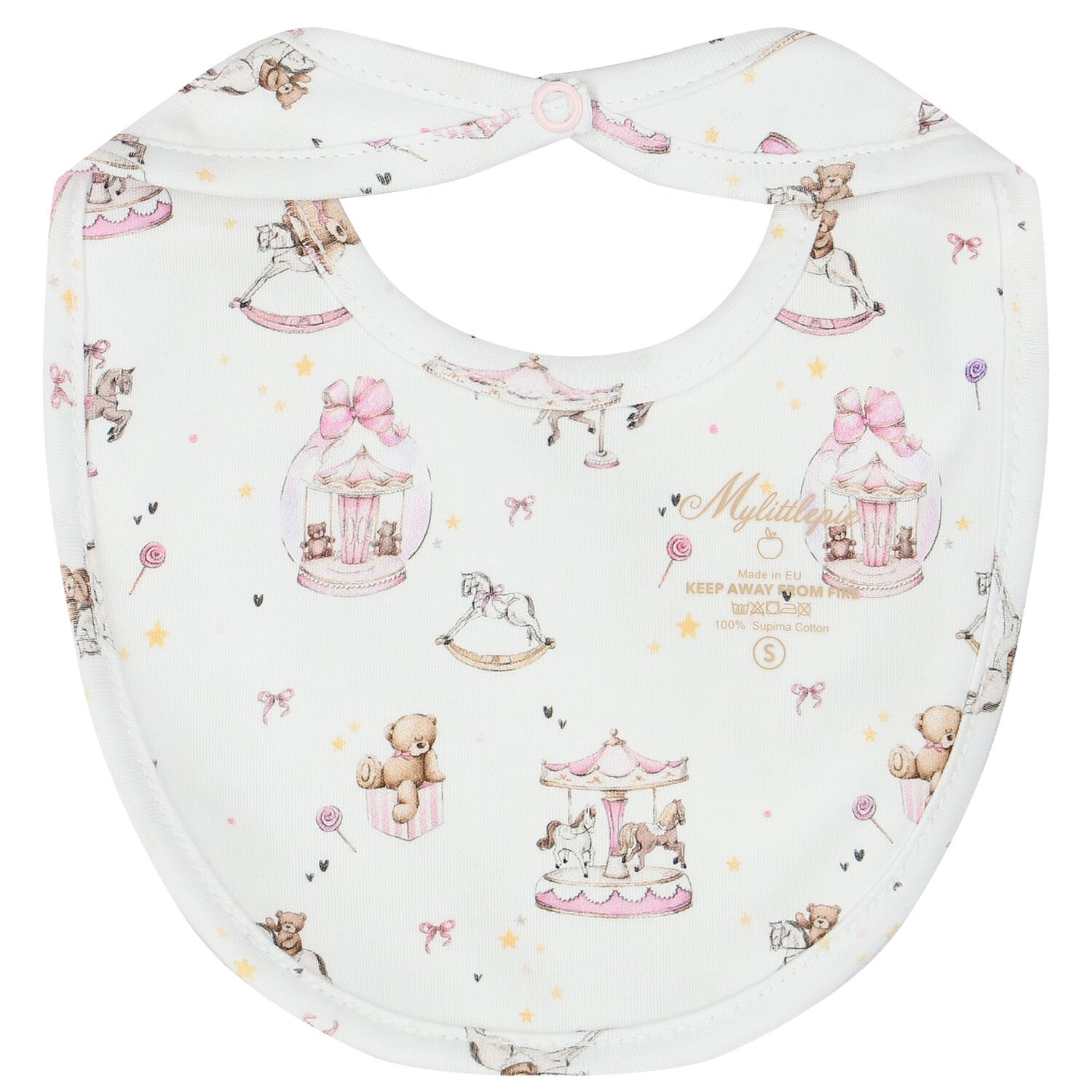 Baby Girls White & Pink Carousel Babygrow Set, 1, hi-res